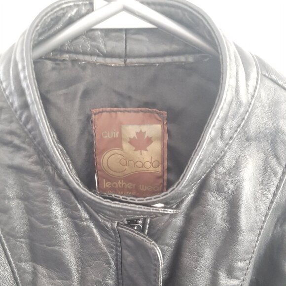 Canada Cuir Women's Vintage Genuine Leather Coat Large - Picture 7 of 11
